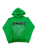 Sp5der Punk V2 Rhinestone Hoodie Bright Green