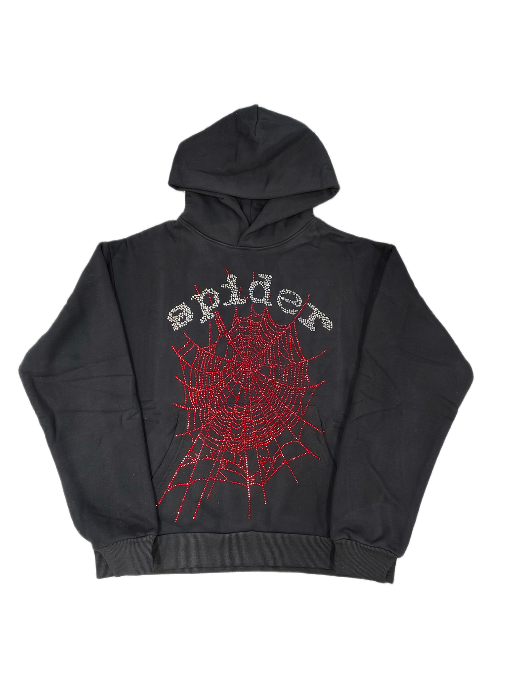 Sp5der Rhinestone OG Web V2 Hoodie Black